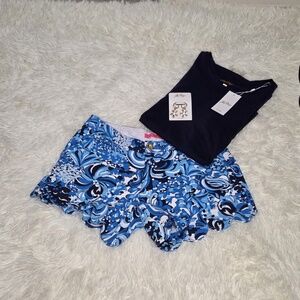 Lilly Pulitzer Ocean Blue and White High Waist Shorts